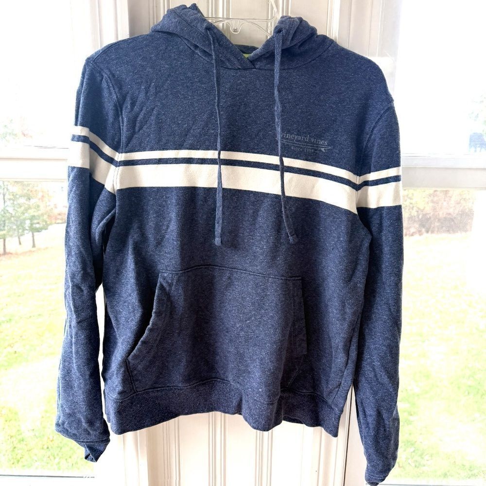 Vineyard Vines Dark Blue Hoodie with cream stripe
